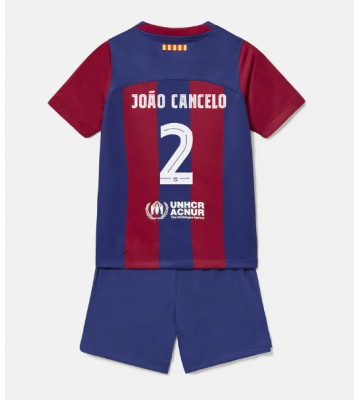 Barcelona Joao Cancelo #2 Primera Equipación Niños 2023-24 Manga Corta (+ Pantalones cortos)